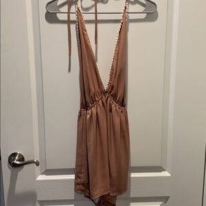 Backless tan romper